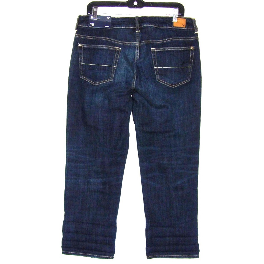 NEW! American Eagle Stretch Dark Mid-Rise Boy Fit Crop Jeans Women's 10 NWT!